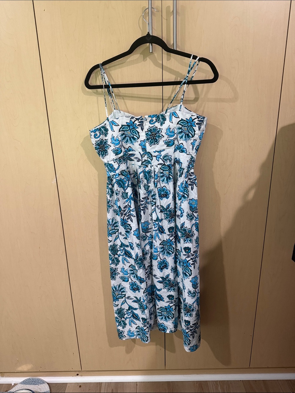 Ann Taylor White Dress with Teal & Blue Floral Print - Picture 3 of 3